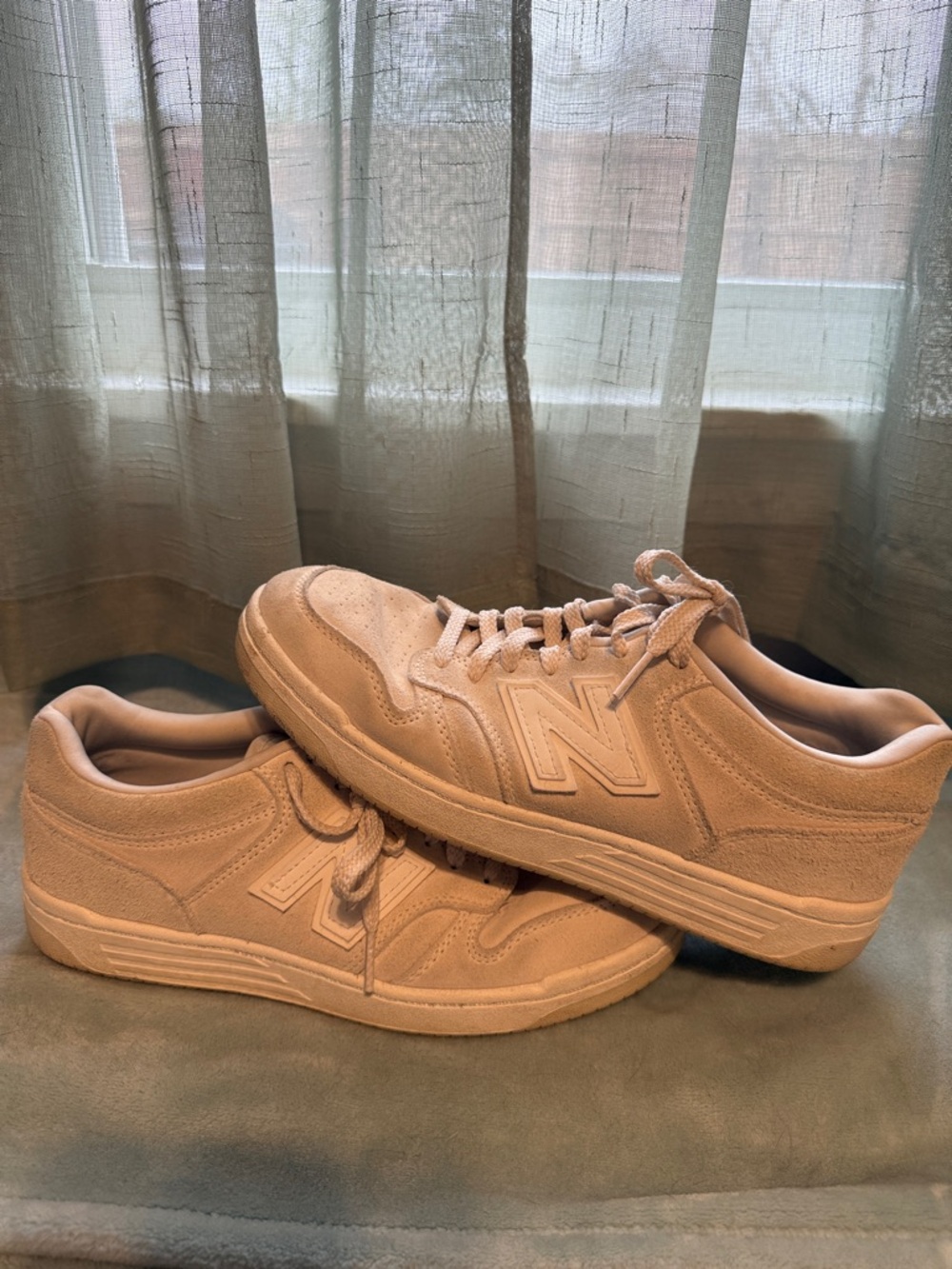 New Balance Light Beige Suede Low-Top Sneakers
